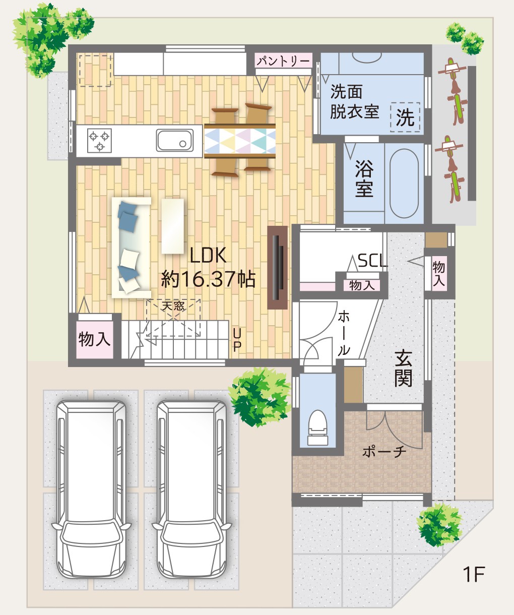 岸和田市春木若松モデルハウス　間取り図　1階