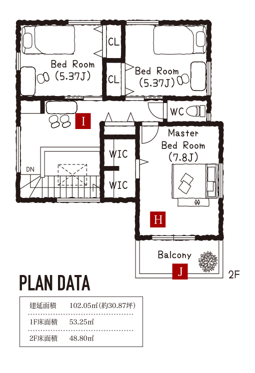 岸和田市春木若松PART2　モデルハウス間取り図2階