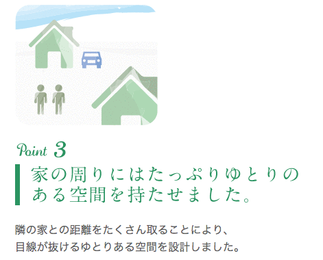 家の周りにはたっぷりゆとりのある空間を持たせました