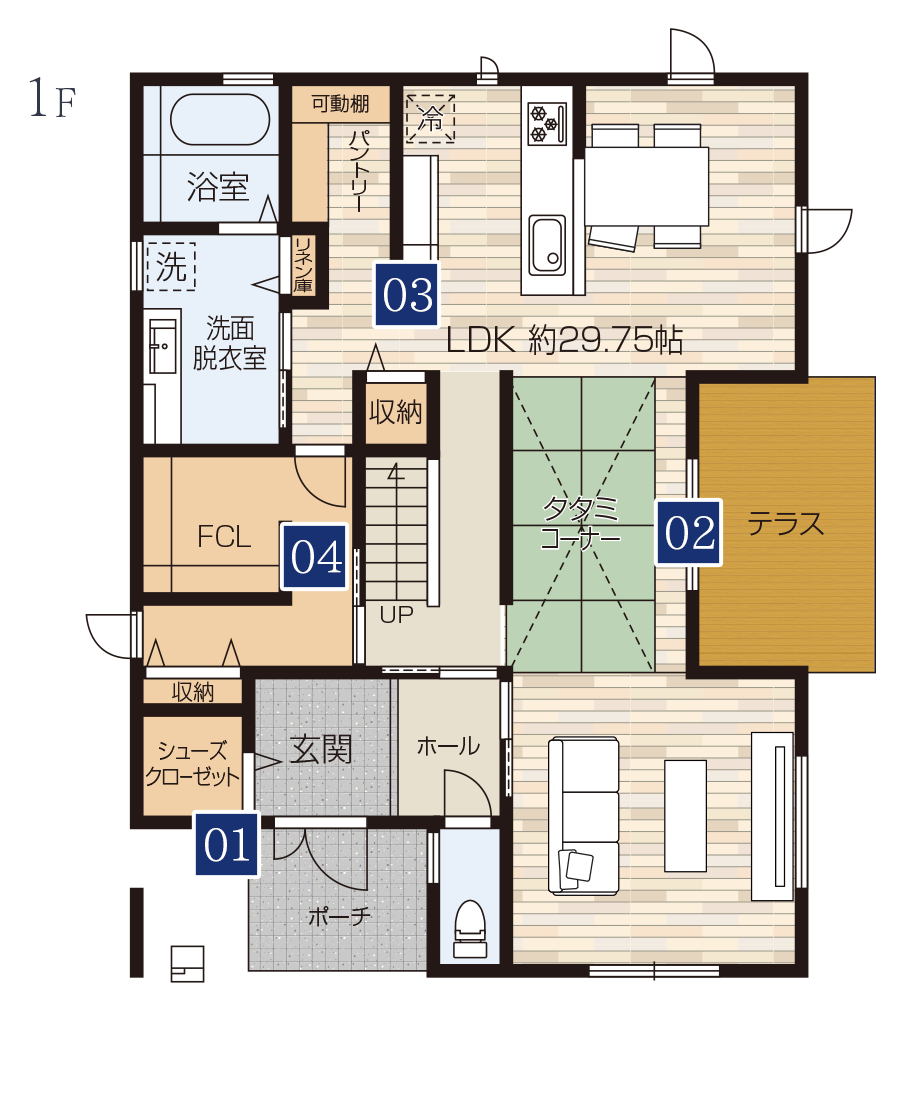 1号地参考プラン図 1F