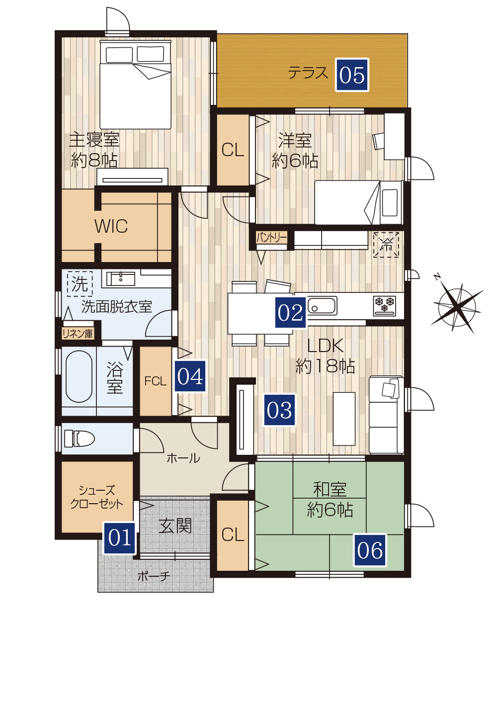 1号地平屋参考プラン図 1F